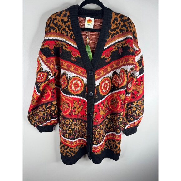 Farm Rio Ainika Tiles Knit Cardigan Oversized Cardi Size S NWT $248 - Picture 3 of 5